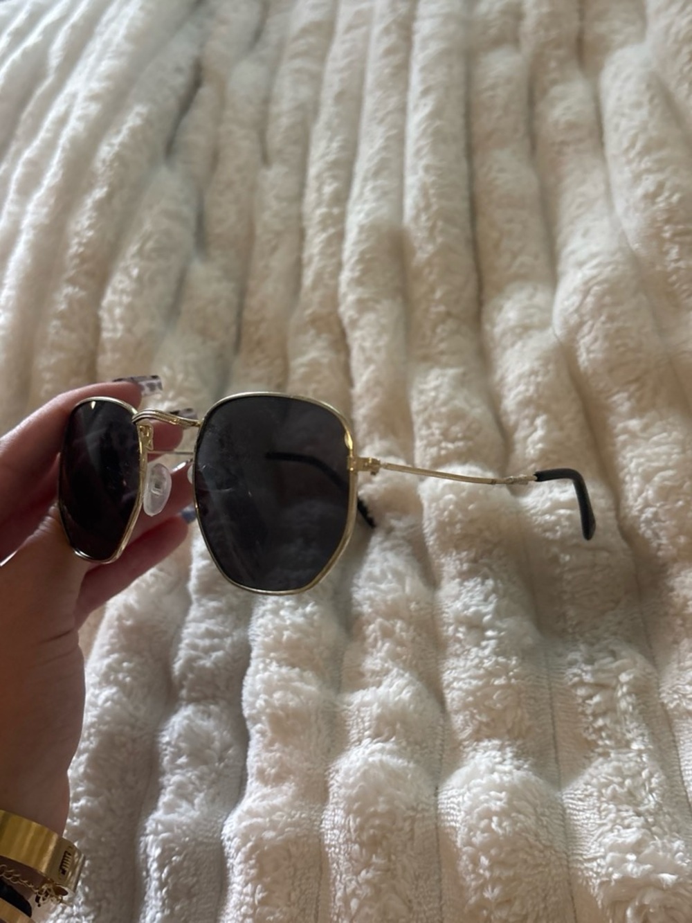 Gold Frame Black Lens Women's Sunglasses
